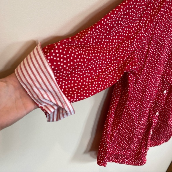 Chaps Non Iron Shirt 3/4 Sleeve Red Polka Dots Womens 1X - Picture 6 of 6